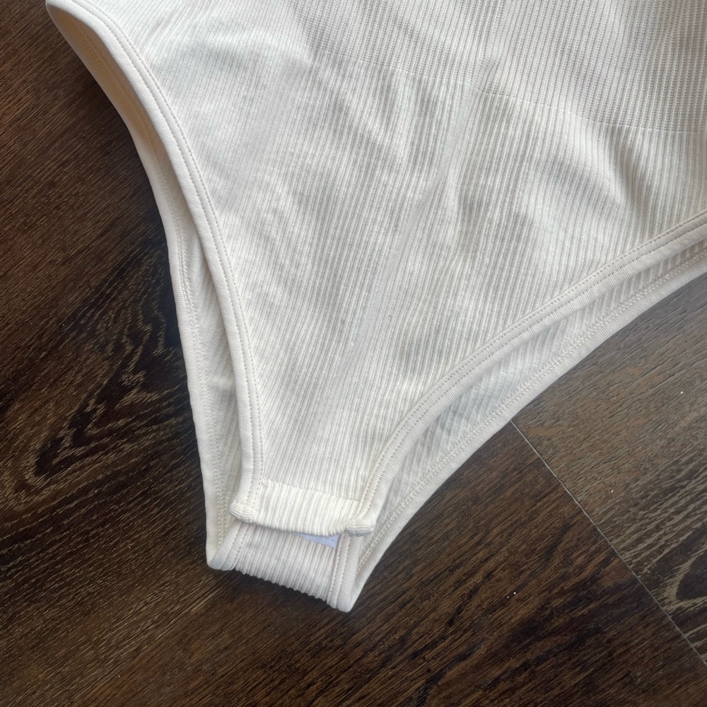 Cream Ribbed Zip-Up Top - Picture 6 of 7